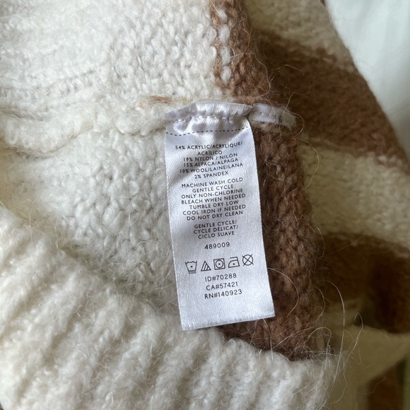 Lou & Grey Cream Tan Striped Cozy Alpaca Wool Blend Sweater - Picture 5 of 5